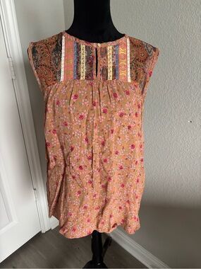 Ivy Jane Floral Tiered Sleeveless Blouse Size XS